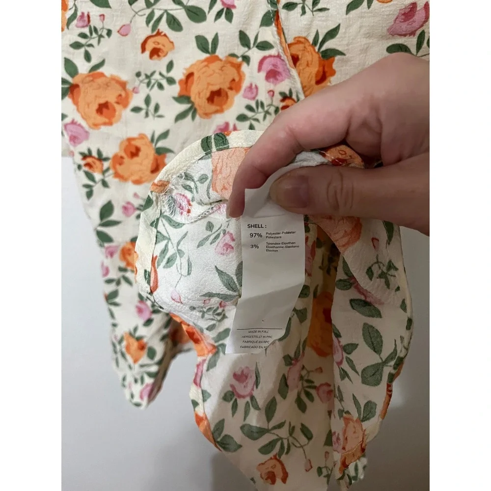 NWT Cupshe Boho Floral Blouse Small Short Sleeve - Picture 4 of 6